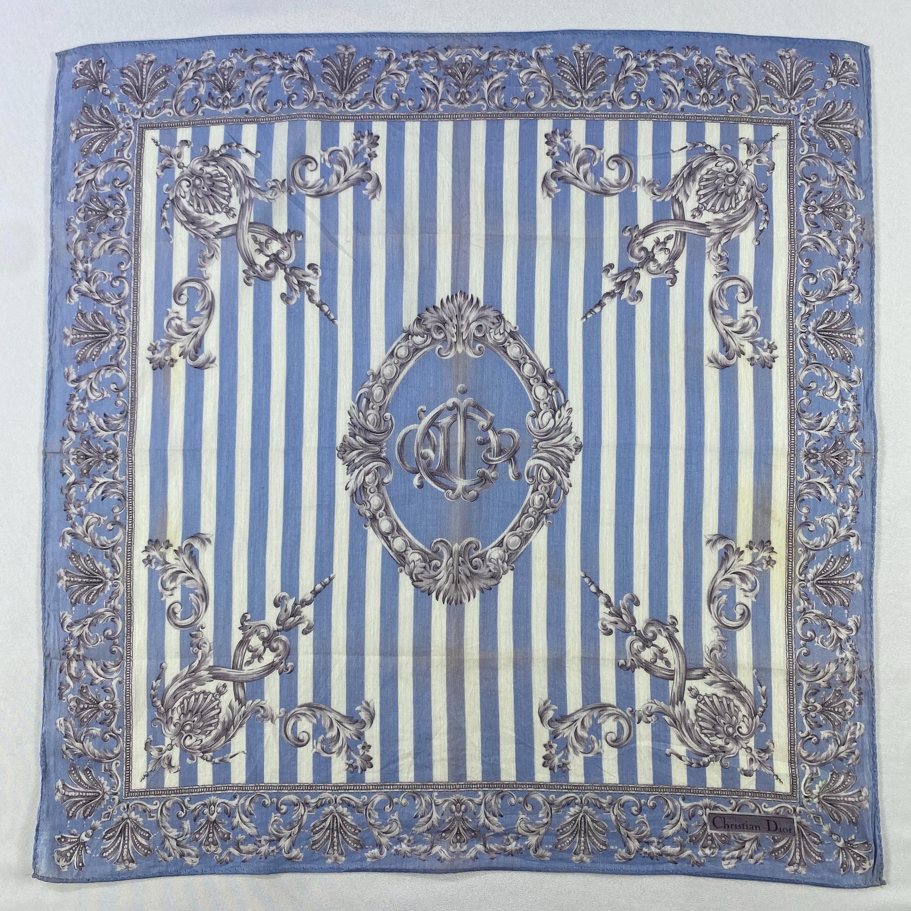 Christian Dior Vintage Christian Dior Handkerchief, Christian Dior Pocket Square, Christian Dior Scarf, Vintage Christian Dior Bandana