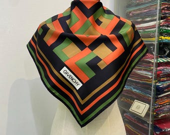 Vintage Givenchy zijden sjaal Givenchy nek sjaal Givenchy zijden sjaal Givenchy groot logo Givenchy nekwarmer Givenchy zijden sjaal