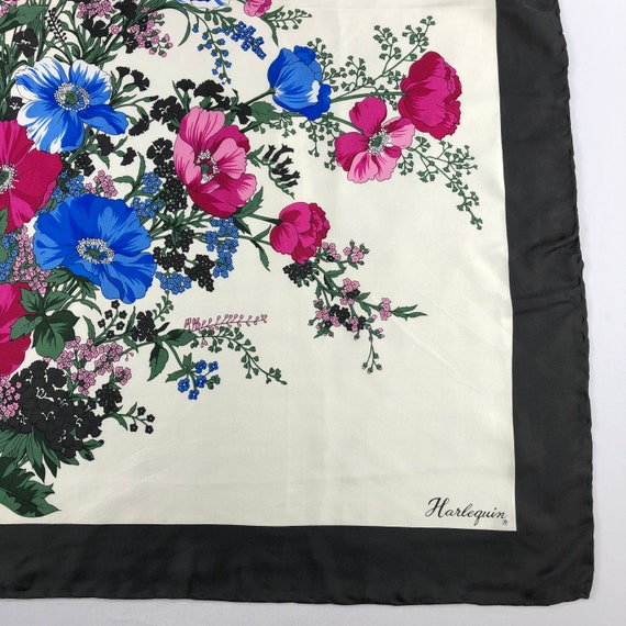 Vintage Harlequin Silk Scarf, Vintage Silk Neck Scarf, Vintage 80s Silk Muffler, Vintage Classic Silky Scarf, Vintage 80s Shawl, View 4