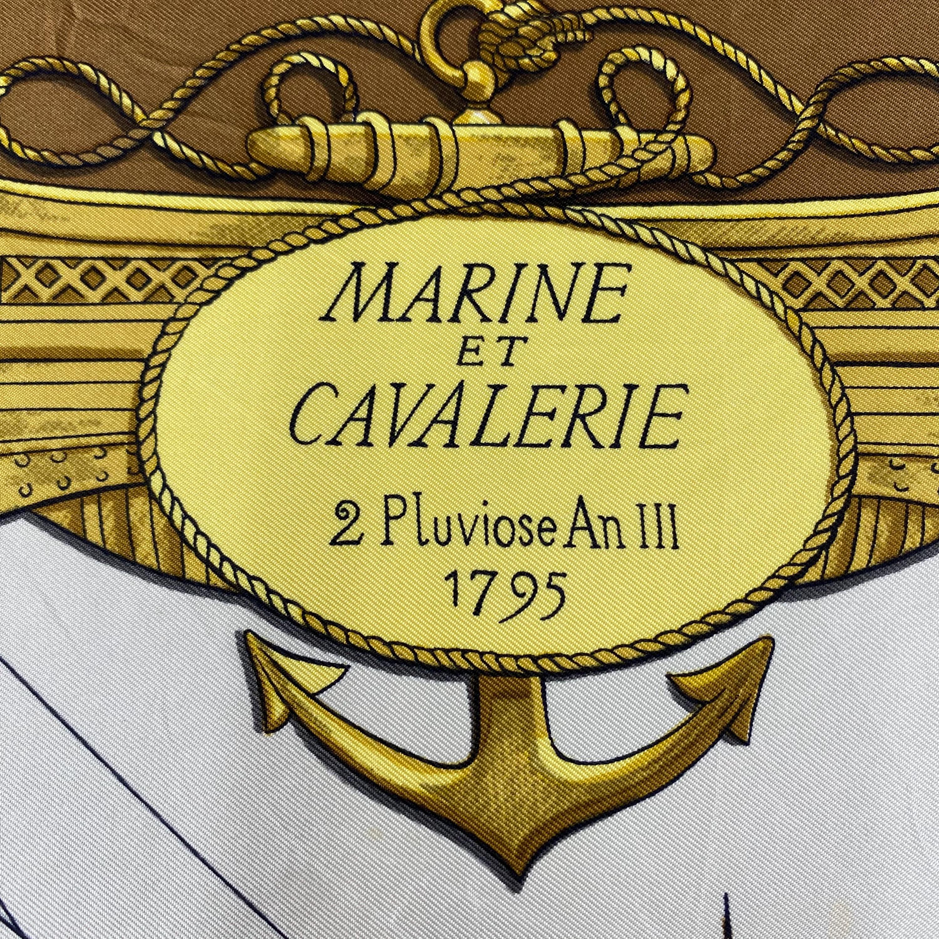 Vintage Hermès Marine Et Cavalerie Silk Scarf Hermes Silk Muffler