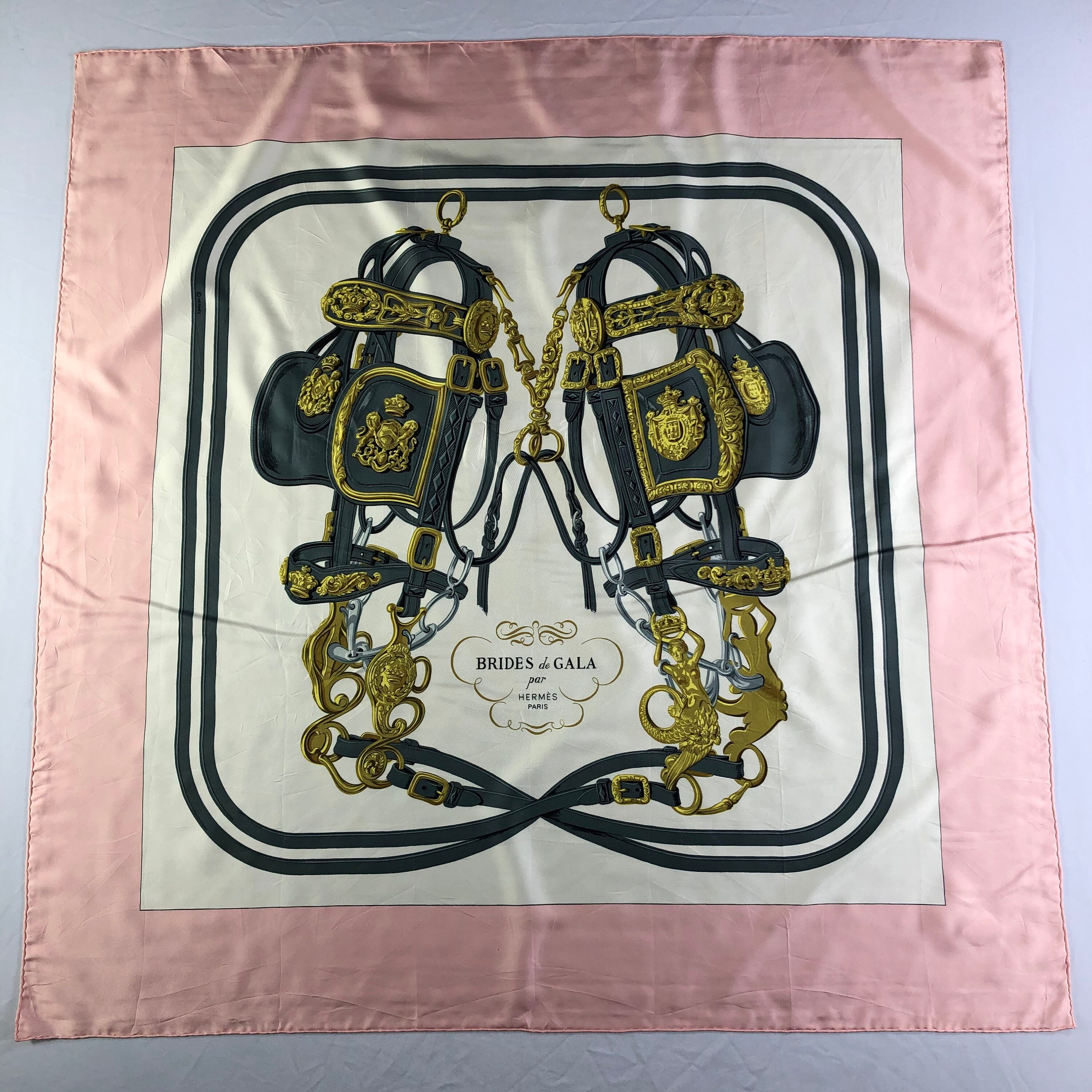 Hermes Brides De Gala Orange Acrylic Shadow Box Framed Vintage Silk Scarf