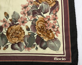 Sciarpa Quadrata Vintage In Seta Gelso 100% – Viola Floreale, 68x68cm, Donna, Multifunzione - Foto 2