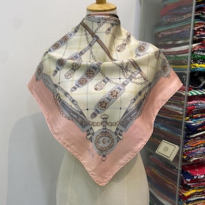 Vintage Celine Silk Scarf, Celine Silk Muffler, Vintage Celine Square Scarf, Vintage Celine Shawl, Celine Silky Scarf