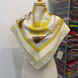 Vintage Celine Shawl, Celine Silk Scarf, Celine Silk Muffler, Celine Square Scarf, Vintage Celine Neckerchief, Celine Bandana