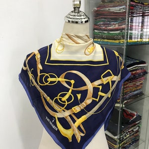 Vintage Trussardi Silk Scarf Trussardi Silk Muffler Vintage Silk Scarf Trussardi Silky Scarf Vintage Chain Silk Scarf Silk Neckerchief