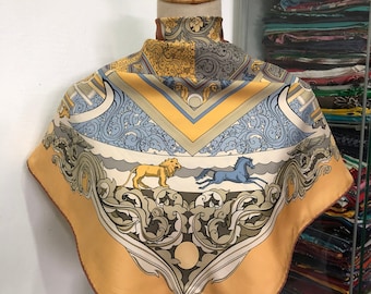 Vintage Hermes Animaux Solaires Silk Scarf Vintage Hermes