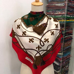 Vintage Lancel Silk Scarf Lancel Square Scarf Vintage Lancel Silk Muffler Vintage Flora Silk Scarf