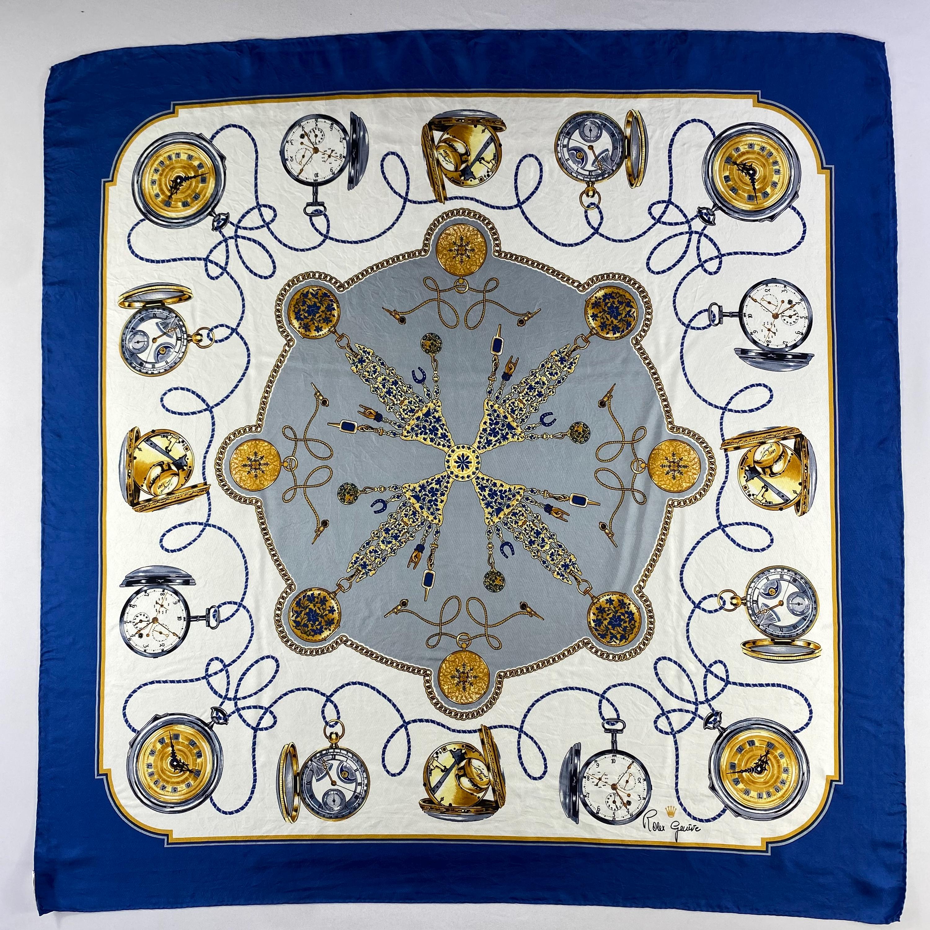Vintage Rolex Silk Scarf Rolex Silk Stole Floral Silk Scarf