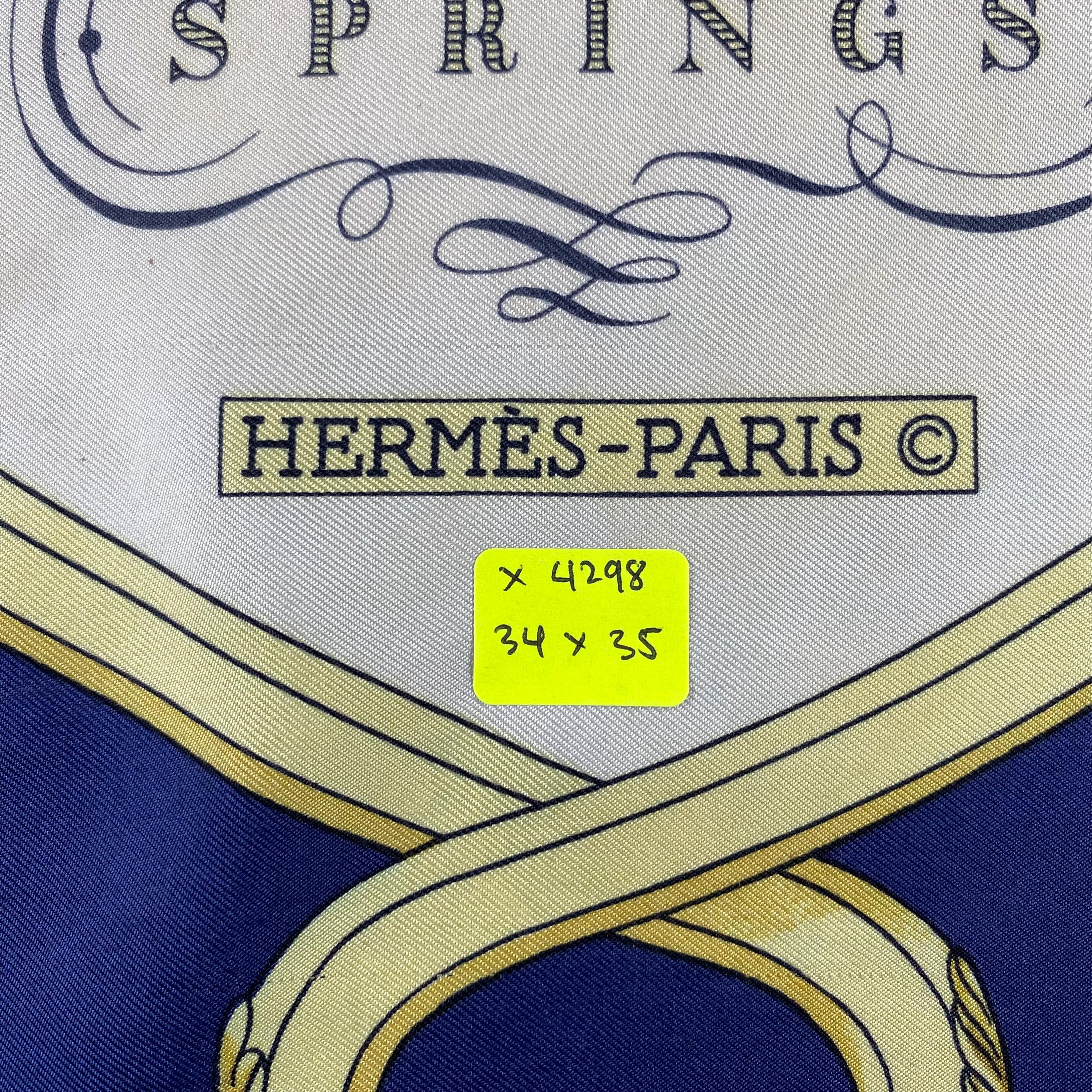 Vintage Hermes Springs Silk Scarf by Philippe Ledoux Hermes 34x34