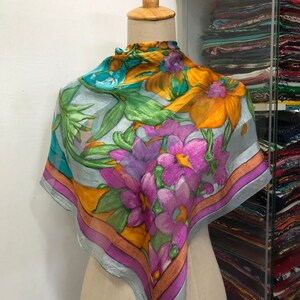 Vintage Jean Louis Scherrer Silk Scarf,  Vintage Silk Muffler, Vintage Neck Scarf, Vintage Neck Accessories, Vintage Italian Silk Scarf,