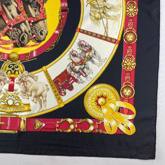 Vintage Hermes Chevaux De Trait Silk Scarf Hermes… - image 3