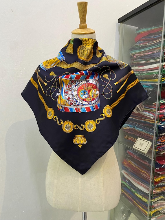 Vintage Hermes Les Tambours Silk Scarf Hermes 34x34 Hermes Silk