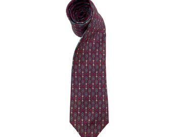 Vintage Hermès Paris Silk Tie 858 PA , Authentic Hermès Neck Tie, Floral Pattern Necktie, Geometric Pattern Necktie