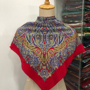 Vintage Silk Scarf, Twill Silk Scarf, Vintage Silk Muffler, Vintage Neck Scarf, Vintage Neck Accessories, Vintage Italian Silk Scarf,