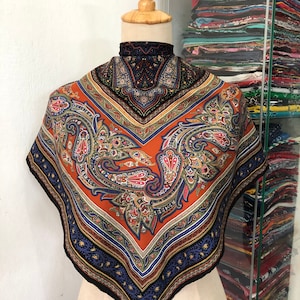 Vintage Silk Scarf, Twill Silk Scarf, Vintage Silk Muffler, Vintage Neck Scarf, Vintage Neck Accessories, Vintage Italian Silk Scarf,