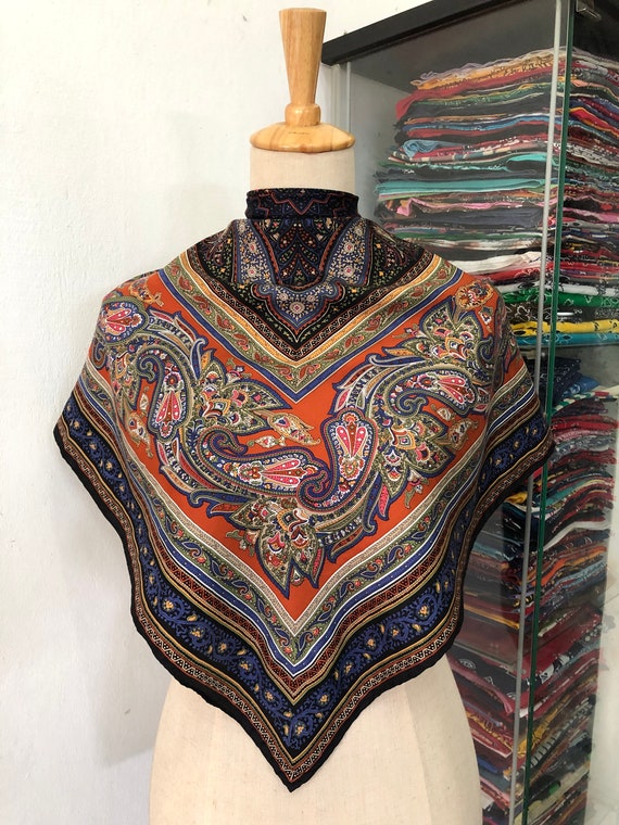 Vintage Silk Scarf, Twill Silk Scarf, Vintage Silk Muffler