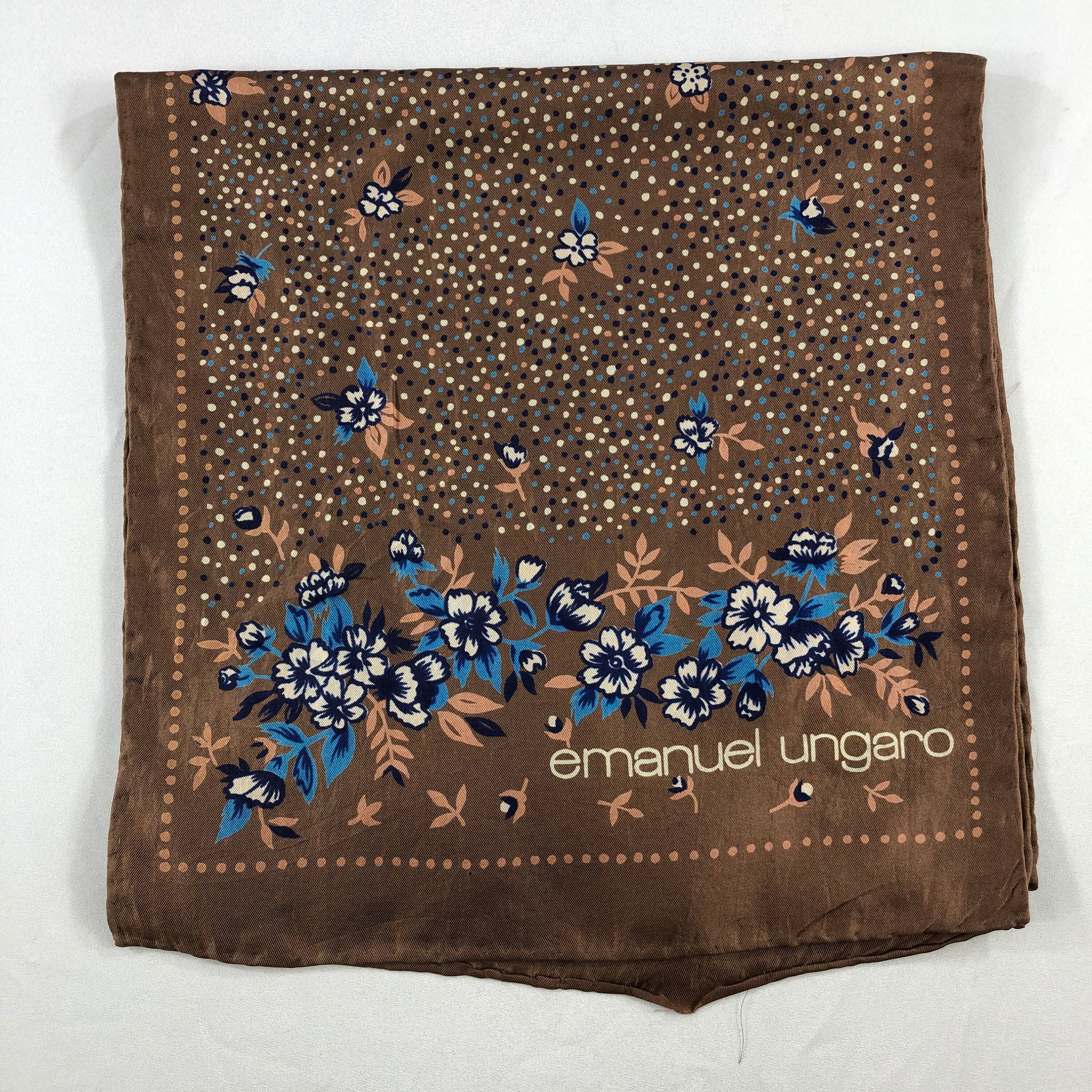 5-38☆80sビンテージ emanuel ungaro レトロシルクスカーフ Vintage Emanuel Ungaro Silk Scarf, Vintage Silk Neck Scarf