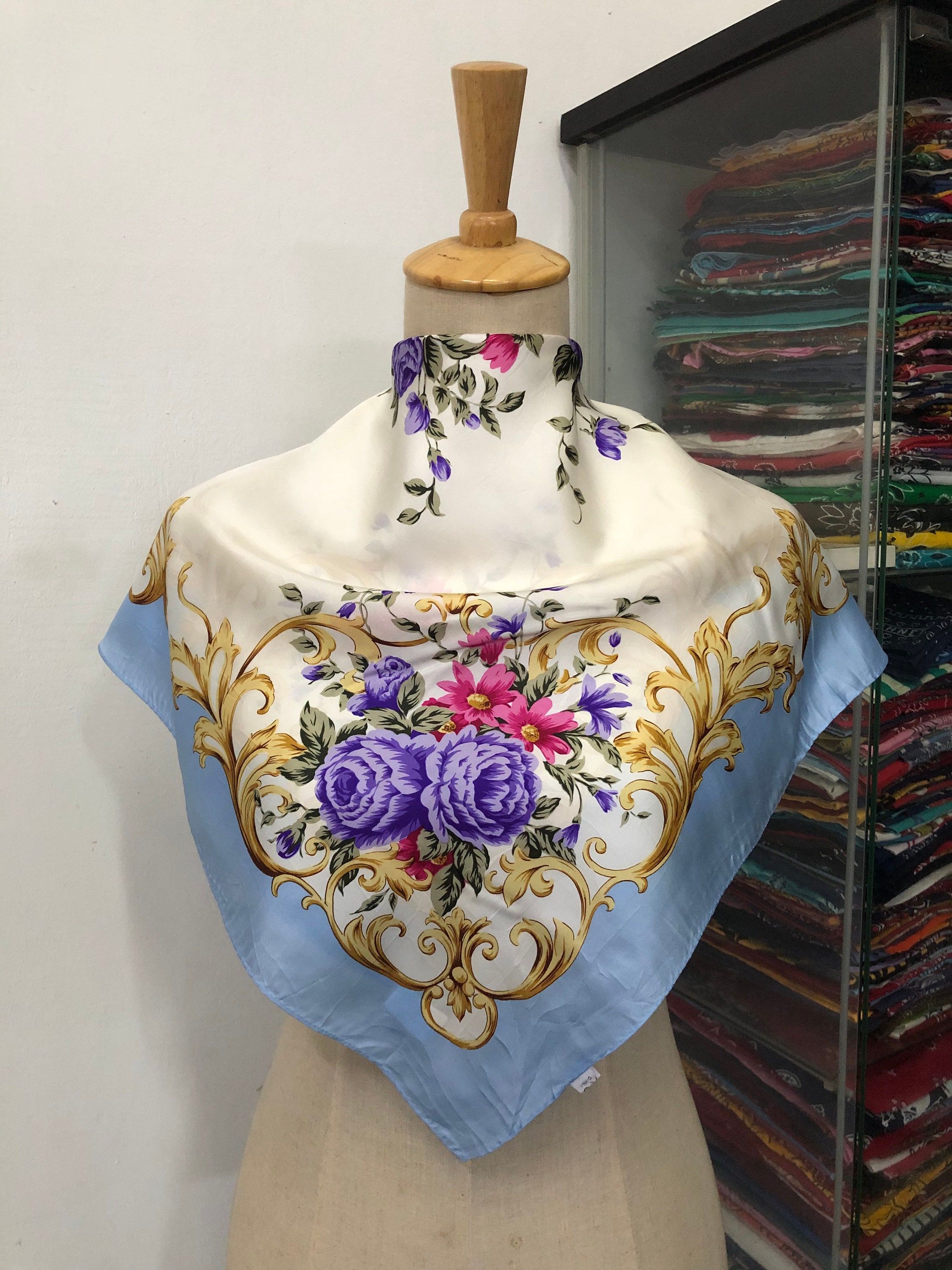 小物 CTHY HIGH-END VINTAGE SILK SCARF Vintage Silk Scarf, Twill Silk Scarf, Vintage Silk Muffler