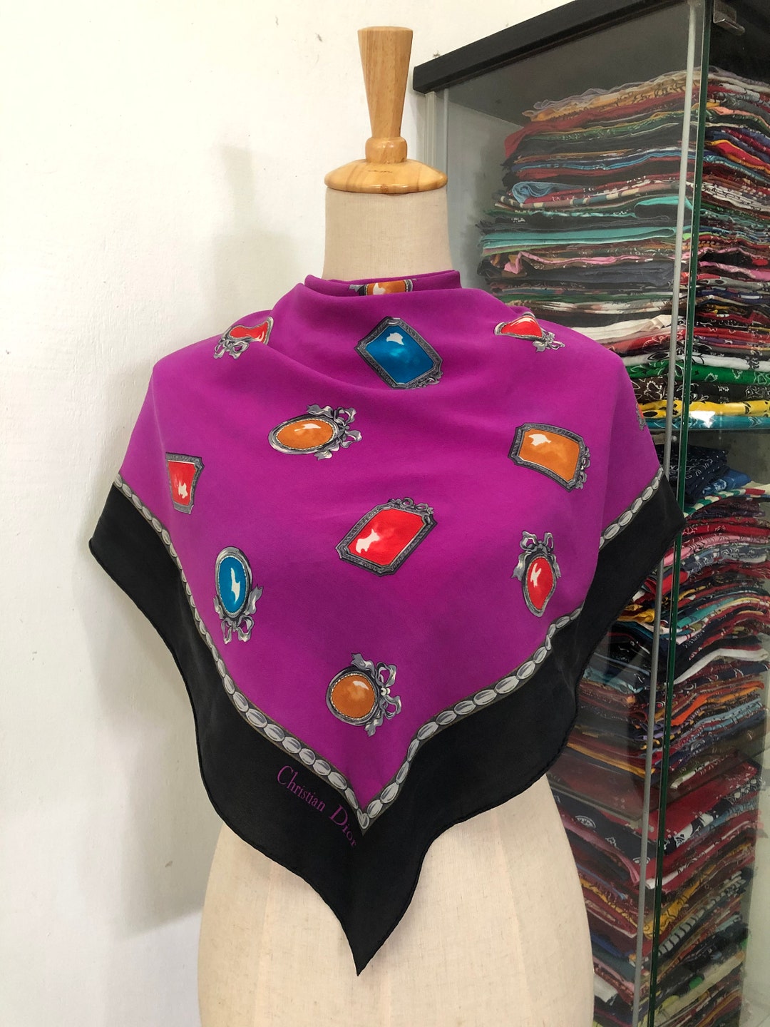 Vintage Christian Dior Silk Scarf Christian Dior Shawl Dior Etsy