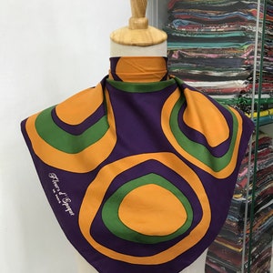 Vintage Silk Scarf, Vintage Silk Neck Scarf, Vintage 80s Silk Muffler, Vintage Classic Silky Scarf, Vintage 80s Shawl,