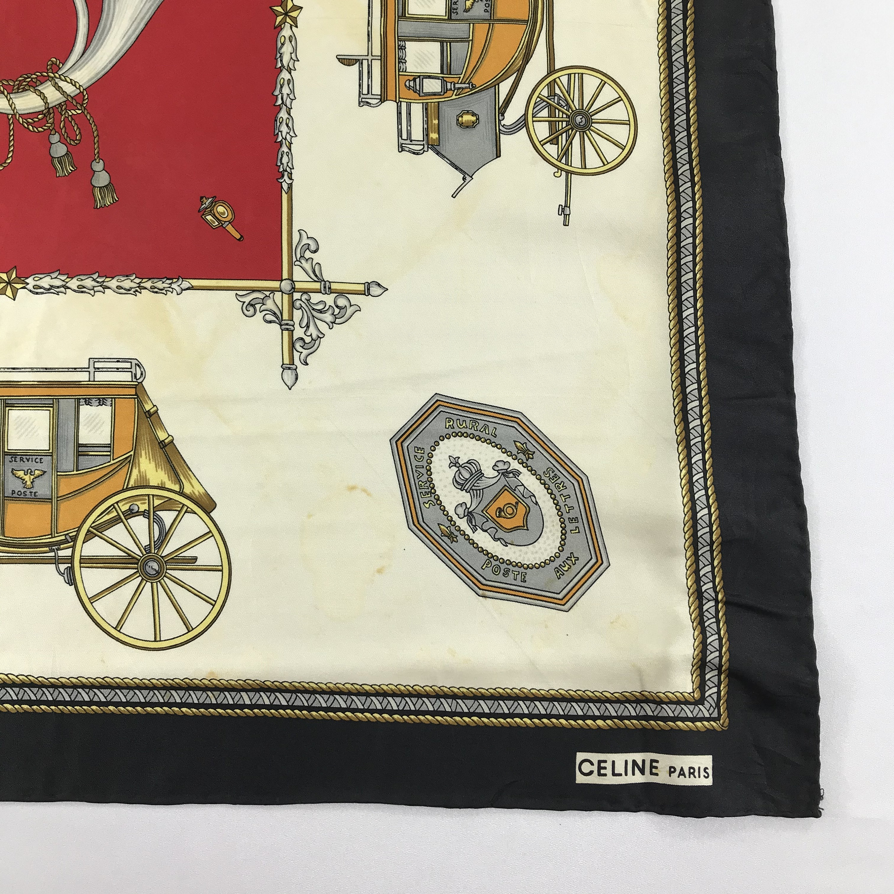 Vintage Celine Silk Scarf, Celine Silk Muffler, Vintage