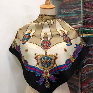 Vintage Silk Scarf, Twill Silk Scarf, Vintage Silk Muffler, Vintage Neck Scarf, Vintage Neck Accessories, Vintage Italian Silk Scarf,