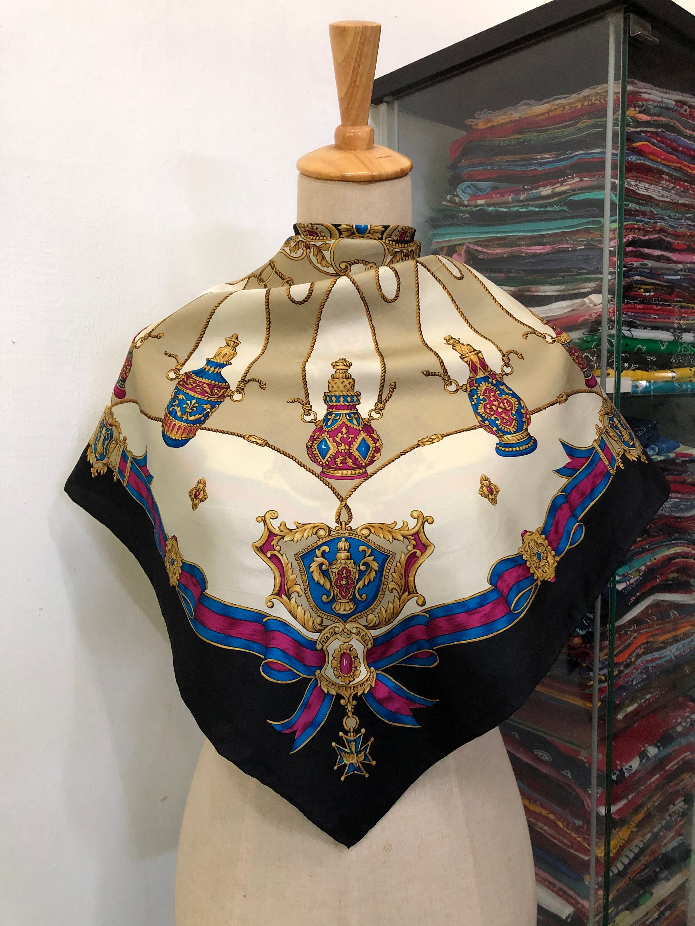 Vintage Silk Scarf, Twill Silk Scarf, Vintage Silk Muffler