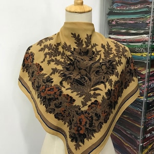 Vintage Emanuel Ungaro Silk Scarf, Vintage Silk Neck Scarf, Vintage 80s Silk Muffler, Vintage Classic Silky Scarf, Vintage 80s Shawl,