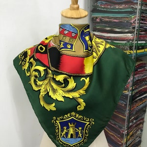 Vintage Silk Scarf, Vintage Silk Neck Scarf, Vintage 80s Silk Muffler, Vintage Classic Silky Scarf, Vintage 80s Shawl,