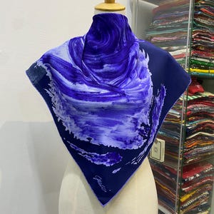 Vintage Gucci Silk Scarf Gucci Silk Muffler Gucci Neck Scarf Gucci Foulards Gucci Square Scarf Gucci Blue Scarf Gucci Flower Scarf