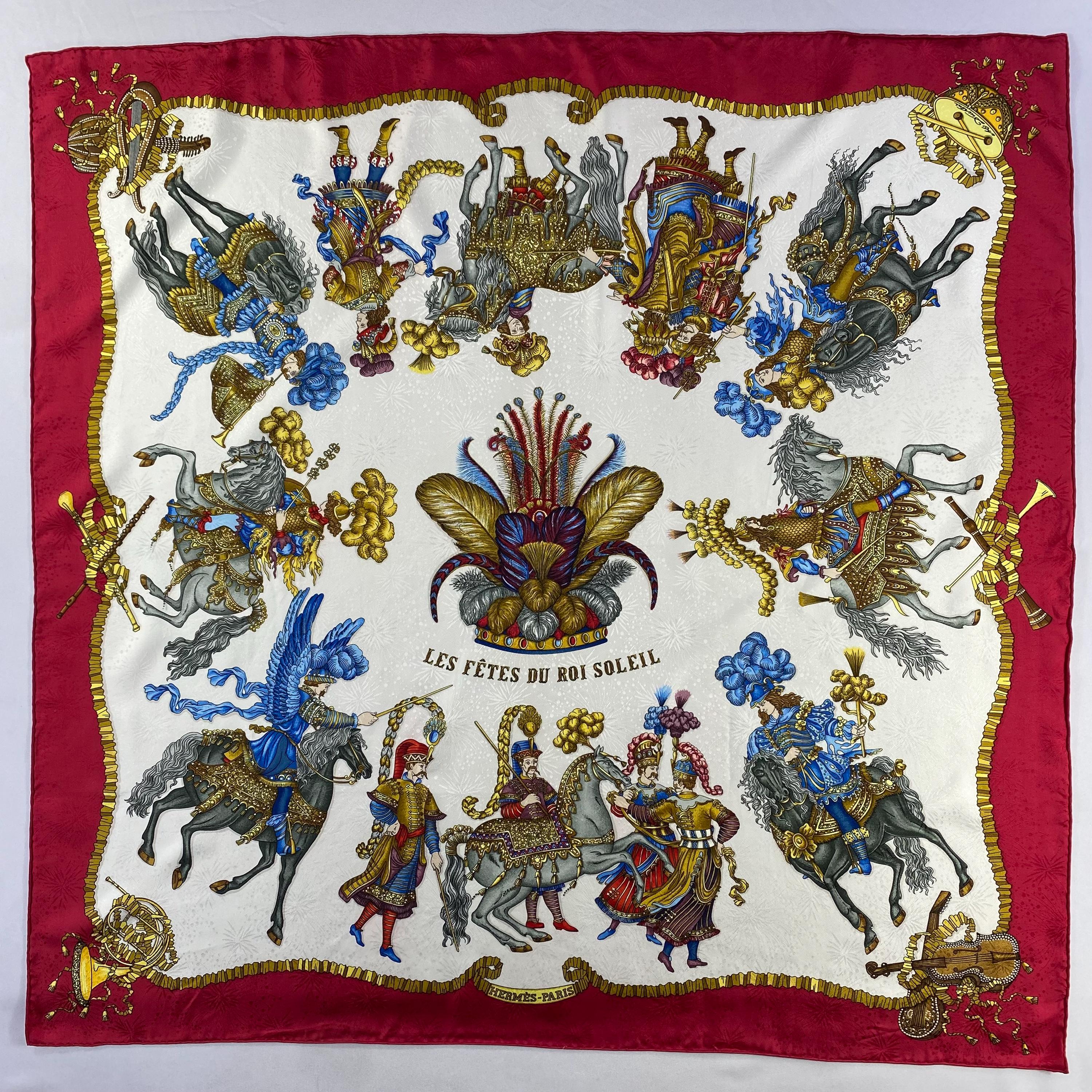 Vintage Hermes Les Fetes Du Roi Soleil Silk Scarf Hermes Silk 