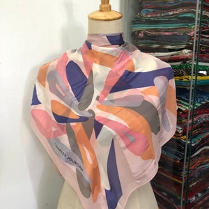 Vintage Charles Jourdan Silk Scarf Neckerchief Neckwear Muffler Ribbon Bandana Foulard Square Scarf Head Band