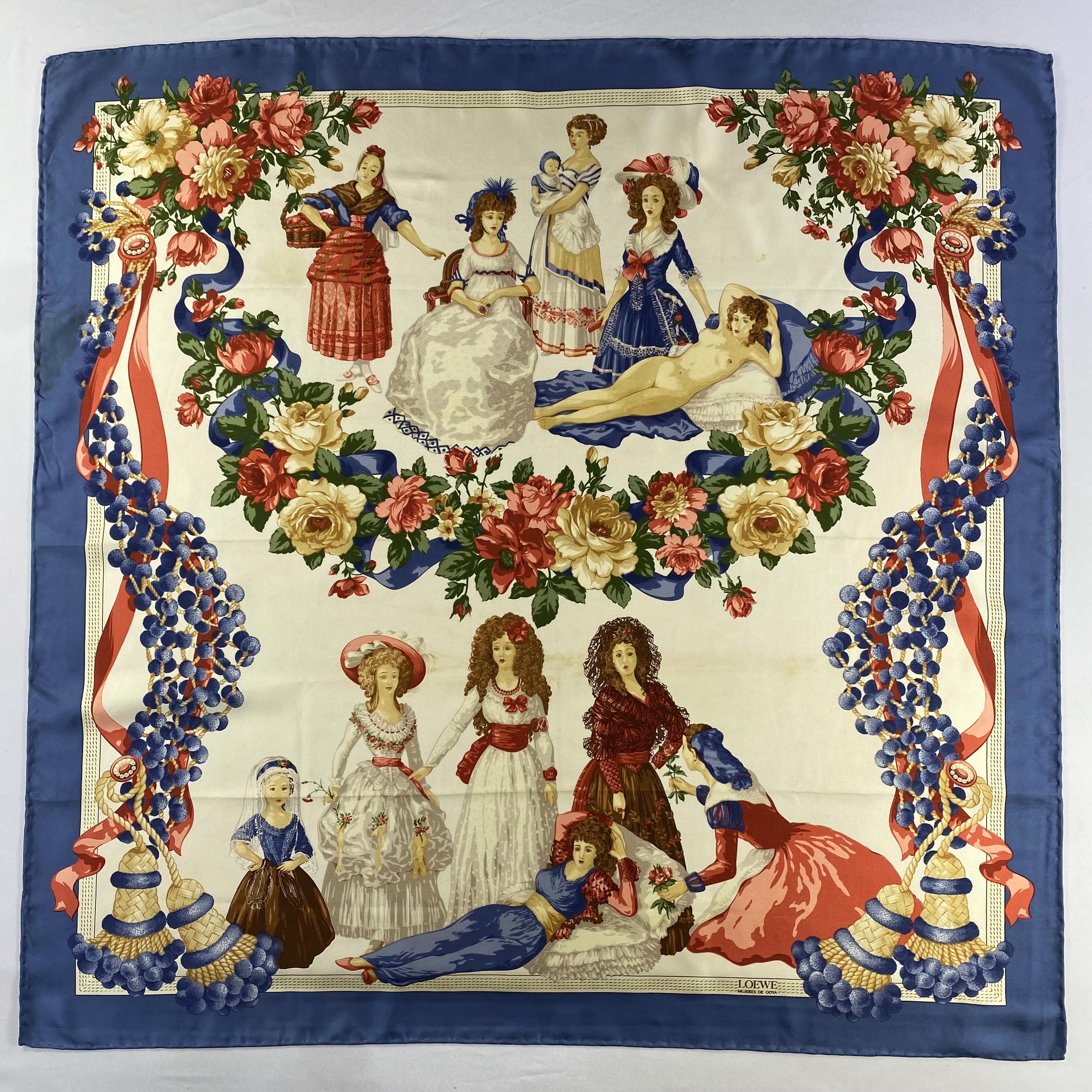 美品 LOEWE TAUROMAQUIA VINTAGE SILK SCARF Loewe | Accessories | Loewe Scarf Brown White Black Gold