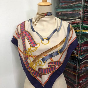 Vintage Richel Silk Scarf Neckerchief Neckwear Muffler Ribbon Bandana Foulard Square Scarf Head Band