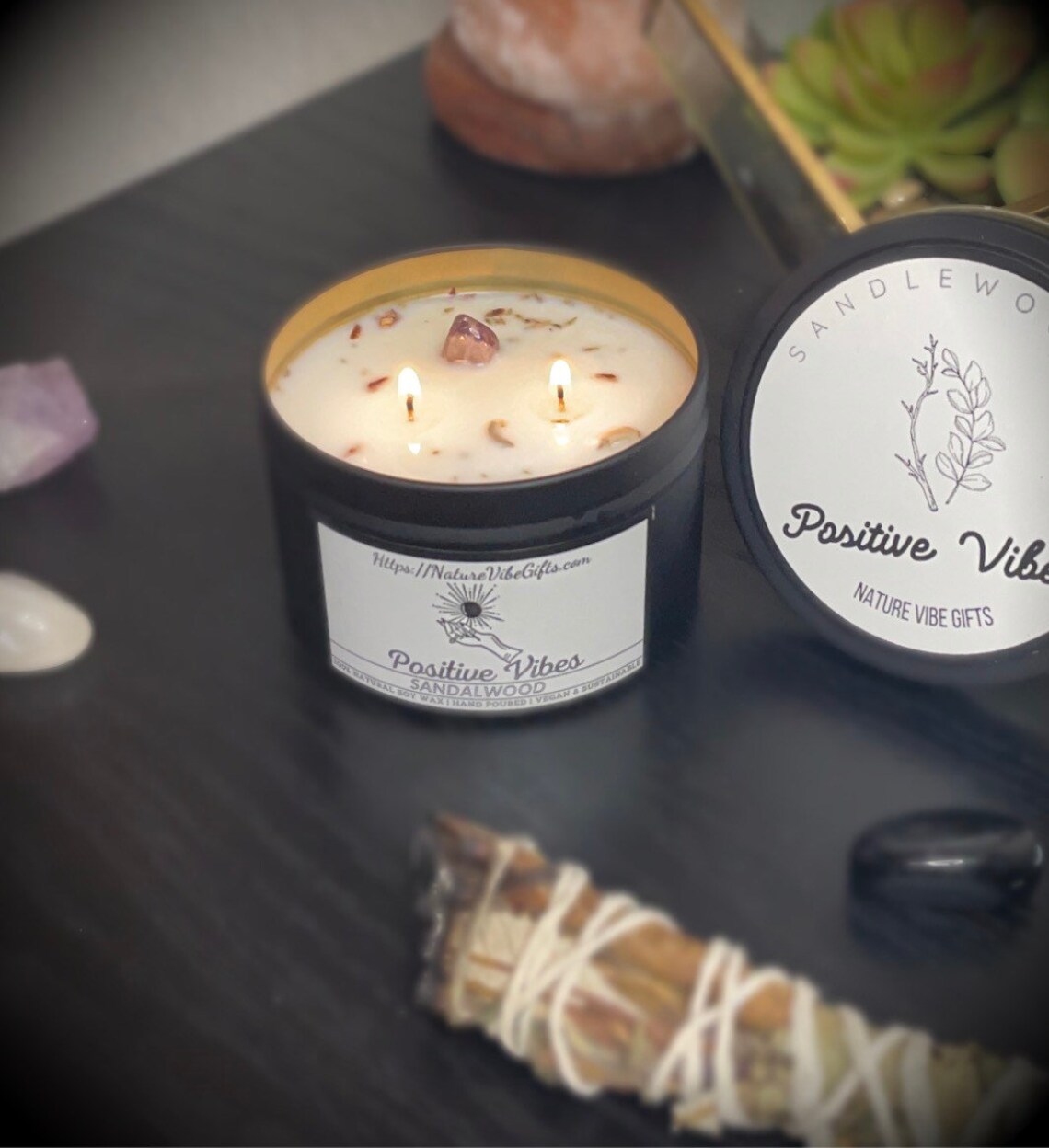 Crystal Candle Customizable Lucky Charm Lemongrass for Luck Etsy