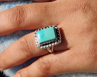Kingman Turquoise Ring / Handmade Silver Jewelry / Designer Gift Ring