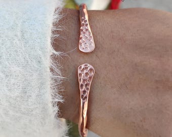 Pure Solid Copper Hammered Bangle | Smooth Hammer Stacking Bangle | Bohemian Style Bangle Bracelet | Women Bangle | Copper Jewelry | Gifts