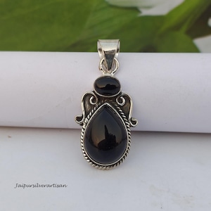 Black Onyx Pendant • 925 Silver Pendant Necklace • Black Onyx Jewelry Made In Silver • Birthday  Gift Pendant Jewelry For Women • Gift Items