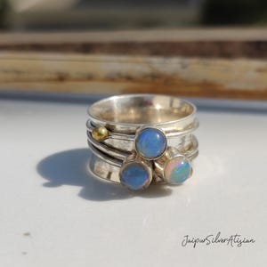 Opal Spinner Ring | 925 Sterling Silver Ring | Opal Gemstone Spinner Ring | Promise Ring | Latest Ring | Handmade Chunky Ring | Women Ring