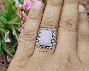 Rose quartz  925 Sterling Silver Ring , Handmade Ring , Statement Ring , Boho Ring ,Natural Rose Quartz Jewelry,  Women Ring, Gift For Her