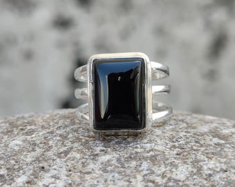Handmade Black Onyx Sterling Silver Ring, Promise Ring