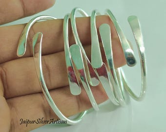 Sterling Silver Bangles - 5 Set Of Bangles - Hammered Bangles - Silver Bangles - Women Bangles - Handmade Bangles For Her - Bangle Set Of 5