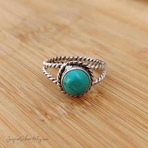 Round Turquoise Gemstone Ring,, 925 Silver Ring,, Handmade Jewelry For Women,, Unique Designer Ring,, Turquoise Jewelry,, Lovely Gift Ring