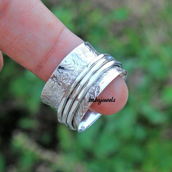 Spinner Ring Anxiety Ring Fidget Ring Boho Ring Thumb Ring Worry Ring 925 Silver Ring Spinning Ring Women Ring Gift For Her Z2