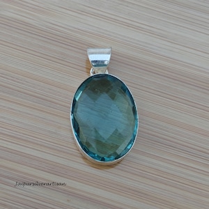 Faceted Blue Topaz Gemstone Pendant | Women Pendant Jewelry | Blue Topaz Jewelry | 925 Sterling Silver Pendant | Handmade Pendant For Gifts
