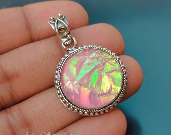 Handmade Australian Opal Sterling Silver Pendant Necklace