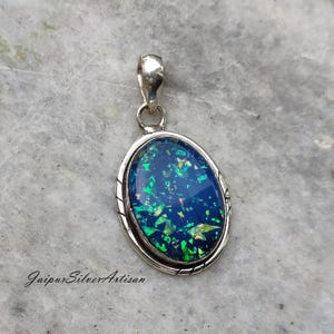 Australian Opal Pendant Made In 925 Sterling Silver.. Women Wedding Collection.. Multi Fire Opal Necklace Pendant Jewelry....