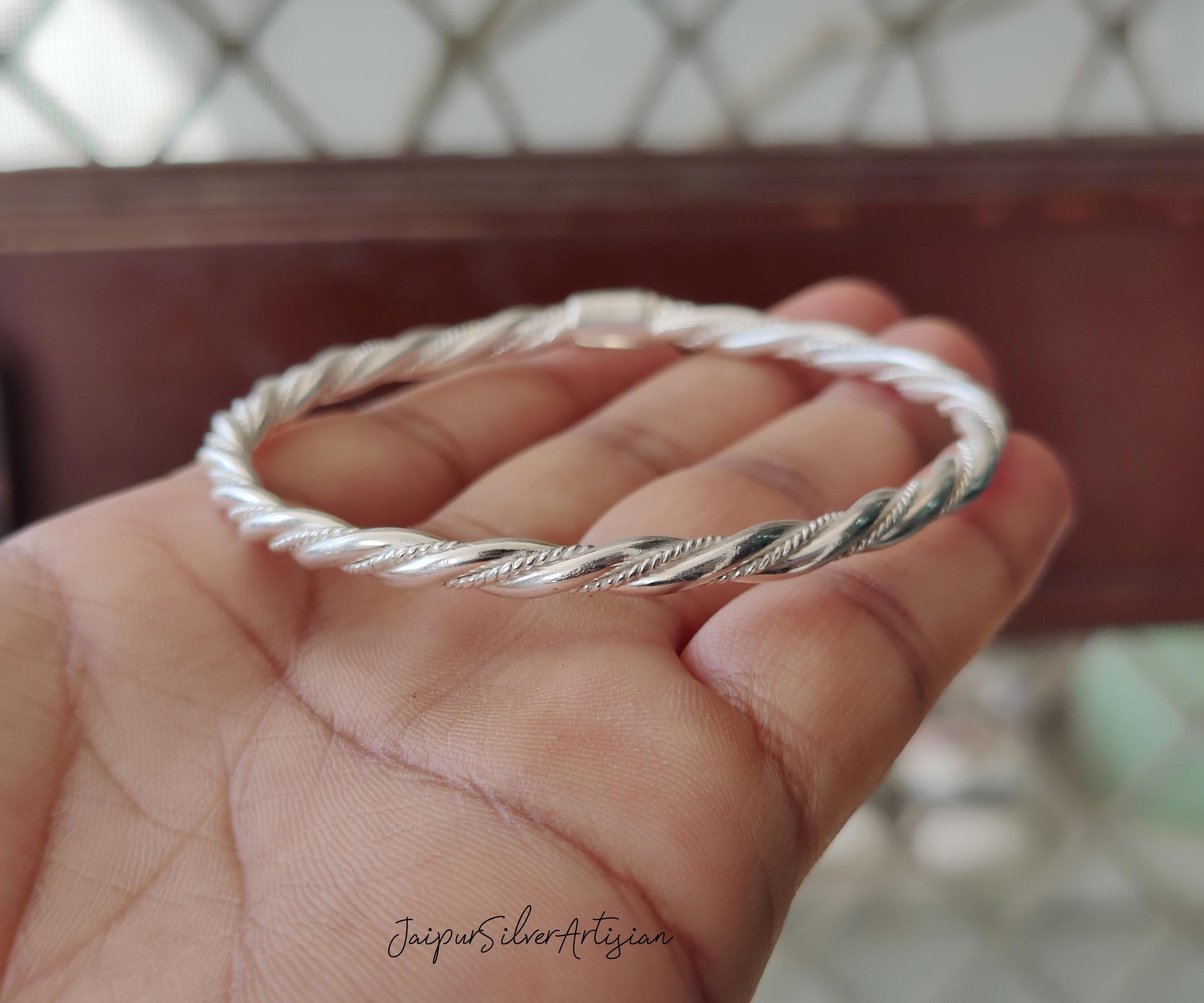 Handcrafted Twisted Sterling Silver Bangle Bracelet - Etsy