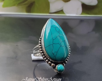 Handmade Sterling Silver Turquoise Ring: Boho Gemstone Jewelry