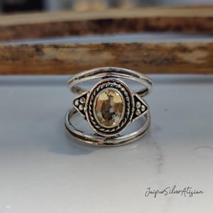 Citrine Ring ~ Sterling Silver Ring ~ Designer Ring For Women ~ Statement Ring ~ 925 Boho Ring ~ Women Ring ~ Promise Ring ~ Wedding Ring